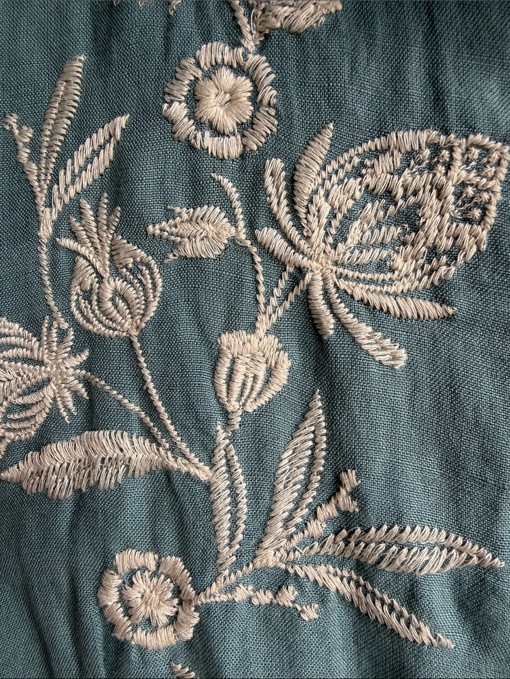 Crown & Ivy Embroidered Teal Button-Front Shirt Dress with Belt Size XL - Picture 7 of 14